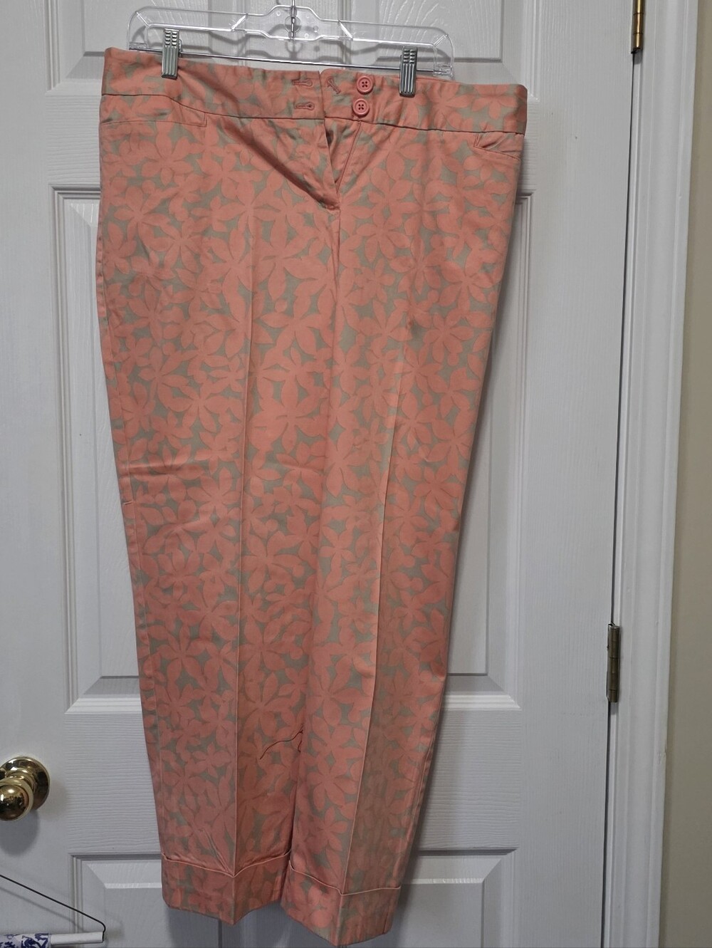 Lane Bryant Peach Floral Ankle Pants